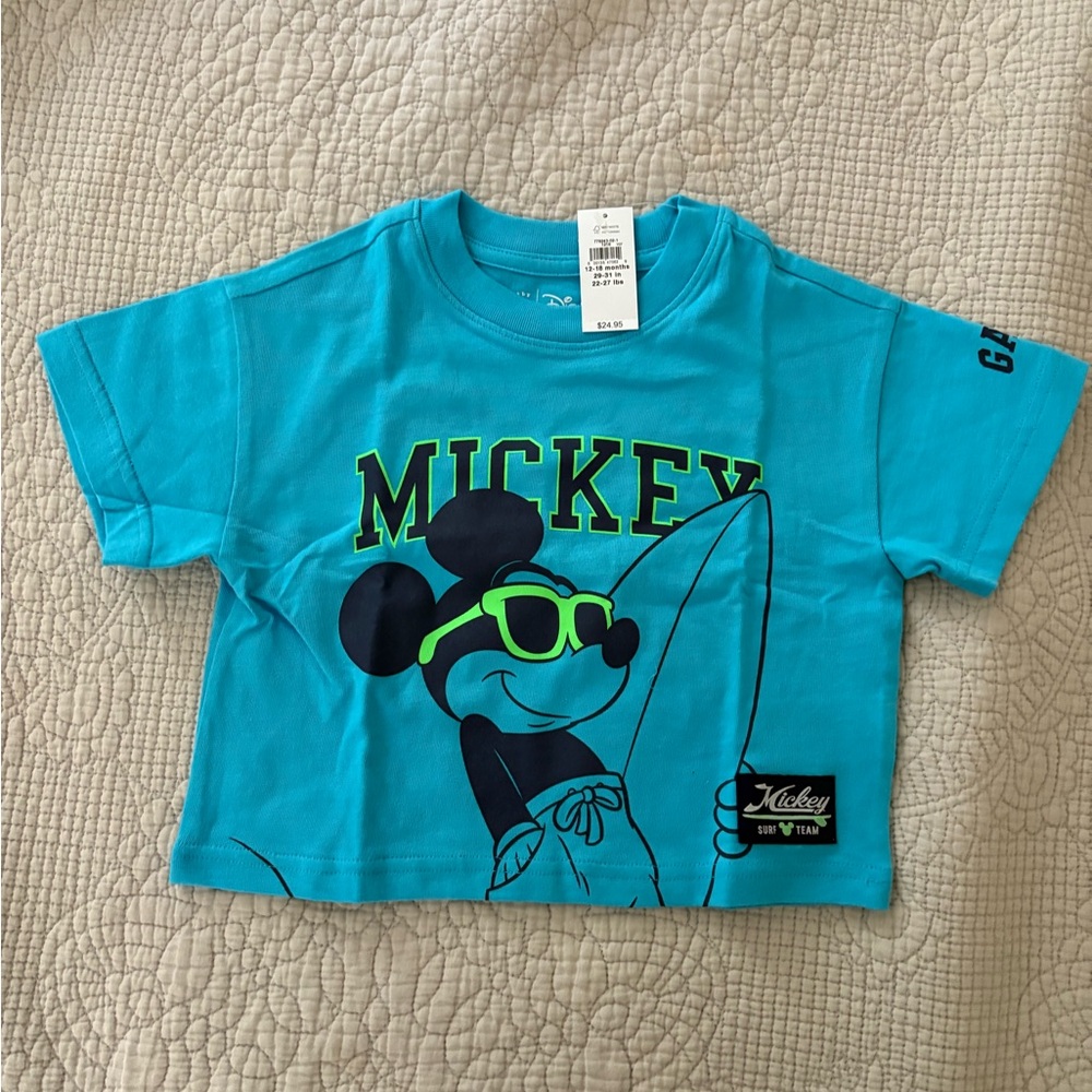 Baby GAP Blue Mickey Mouse Short Sleeve Tee 12-18mo